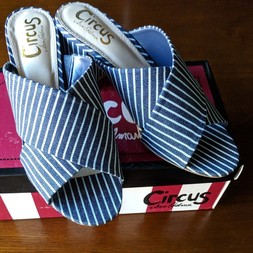 BNIB Sam Edelman Slides/ Mules / Sandals Pinstripe